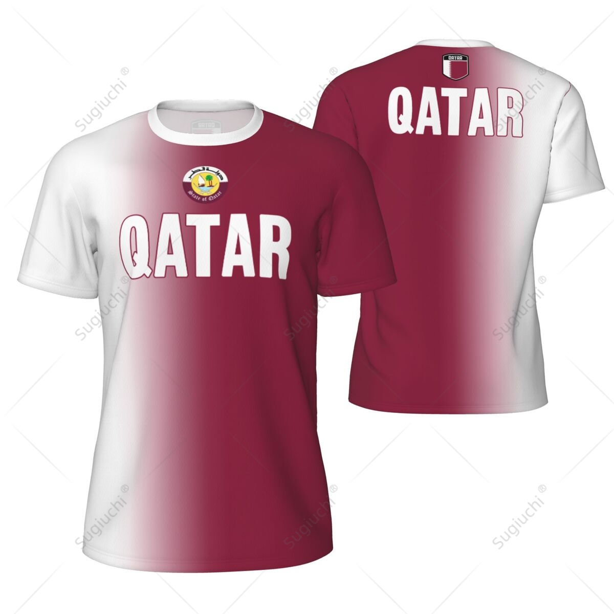 스포츠 메쉬 티셔츠 카타르 국기 러닝 자전거 축구 테니 - 3D Printing Qatar 리뷰 및 가격